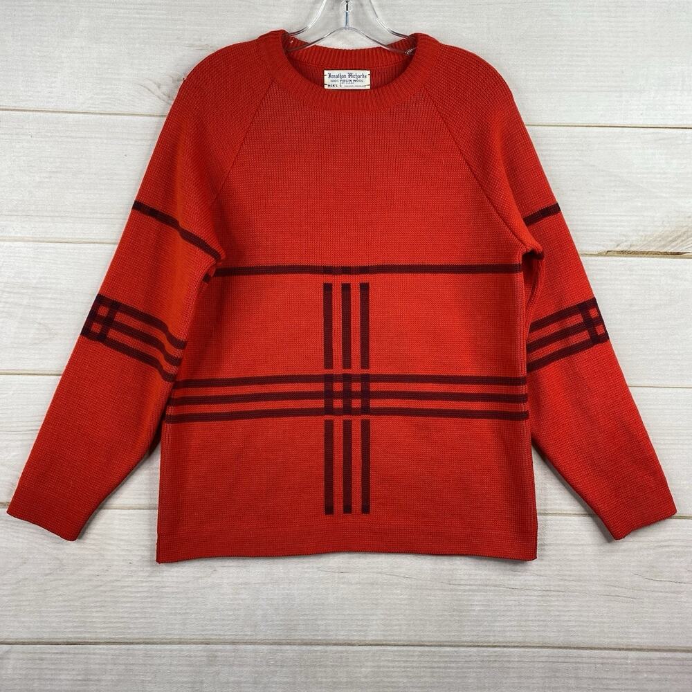 Jonathan Richards Vintage Nordic Ski Sweater Mens S Red 100% Virgin WOOL